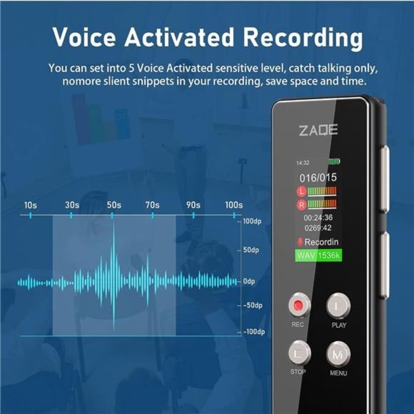 Voice Activated Recorder Spy Digital Audio 64 GB For With MP3 Player - Picture 2 of 6